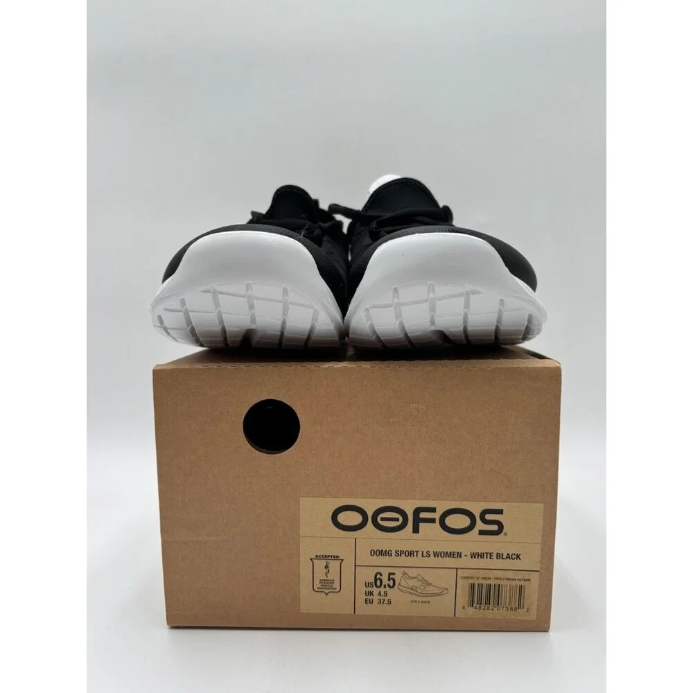 Oofos OOMG SPORT LS Women's NEW Active Recovery Shoe White/Black US Size 6.5